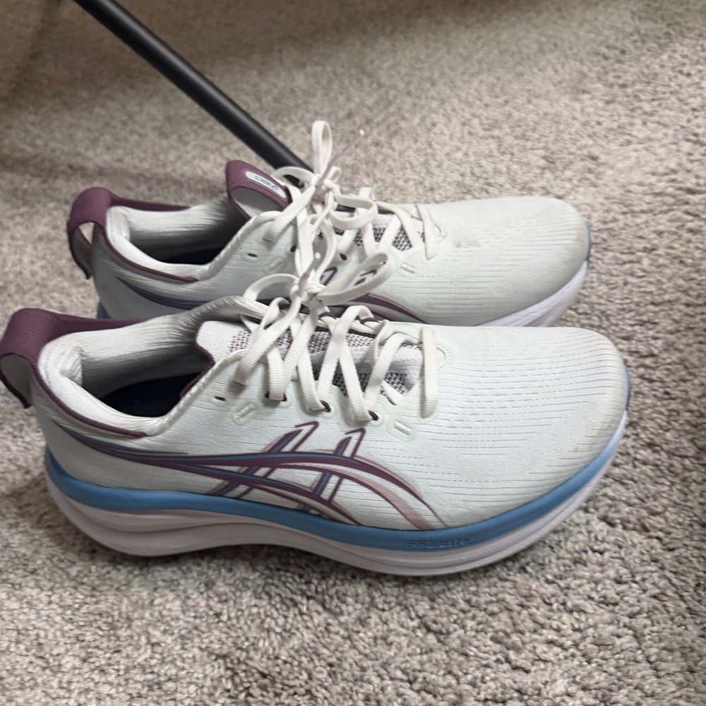 ASICS Gel-Nimbus‎ 25 Womens 10.5 Wide White Plum Blue Running Shoes 1012B917